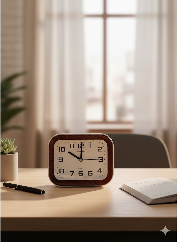 ساعة المنضدة الكلاسيكية بلمسة خشبية عصرية - Image 2